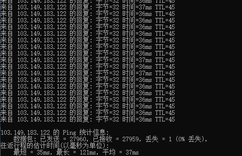 F7CLOUD香港VPS测评 - 本地Ping平均延迟测试