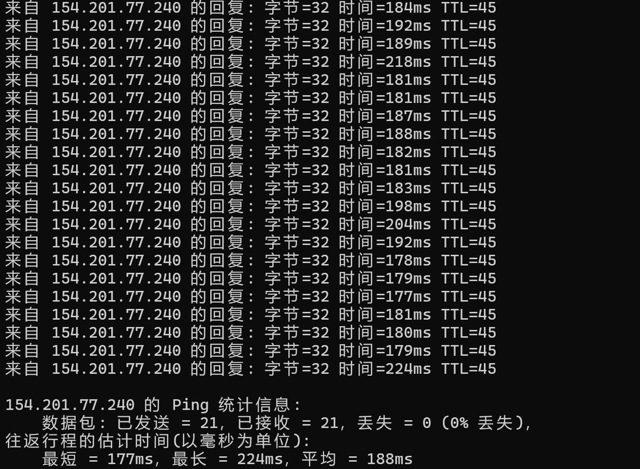 莱卡云美国VPS测评 - 本地Ping平均延迟测试